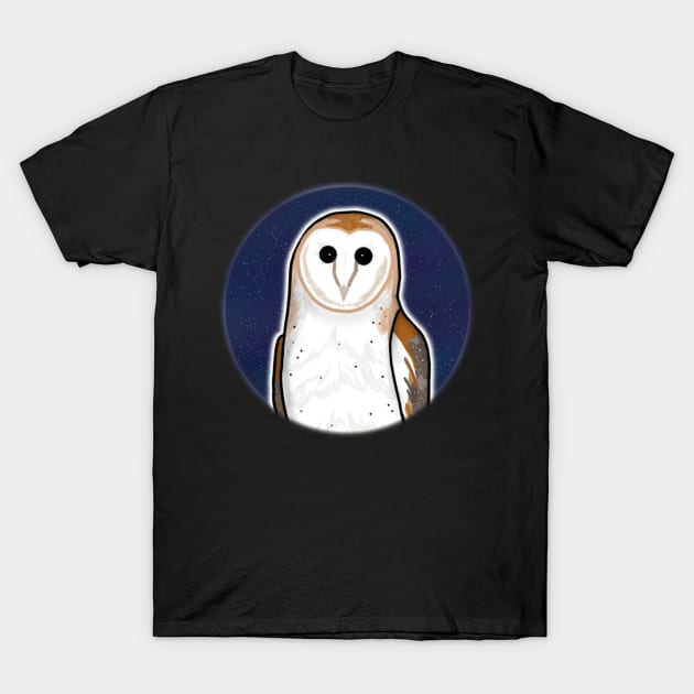 Starry Sky Barn Owl (Large Print) T-Shirt by Aeriskate